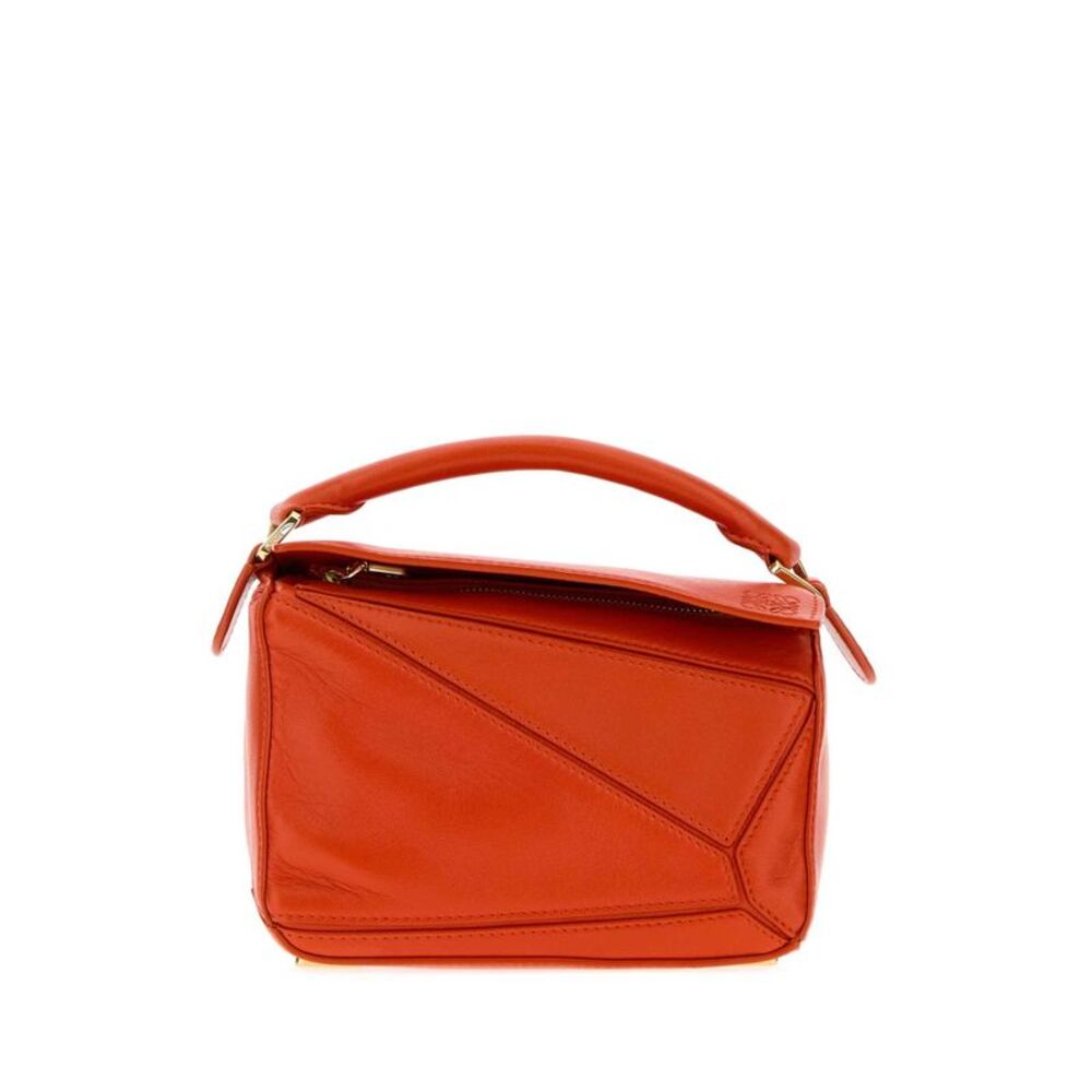 Loewe Women Orange Nappa Leather Mini Puzzle Handbag
